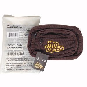 Justin Bieber x Tim Hortons Brown Corduroy Fannypack Tim Biebs Belt Bag NWT